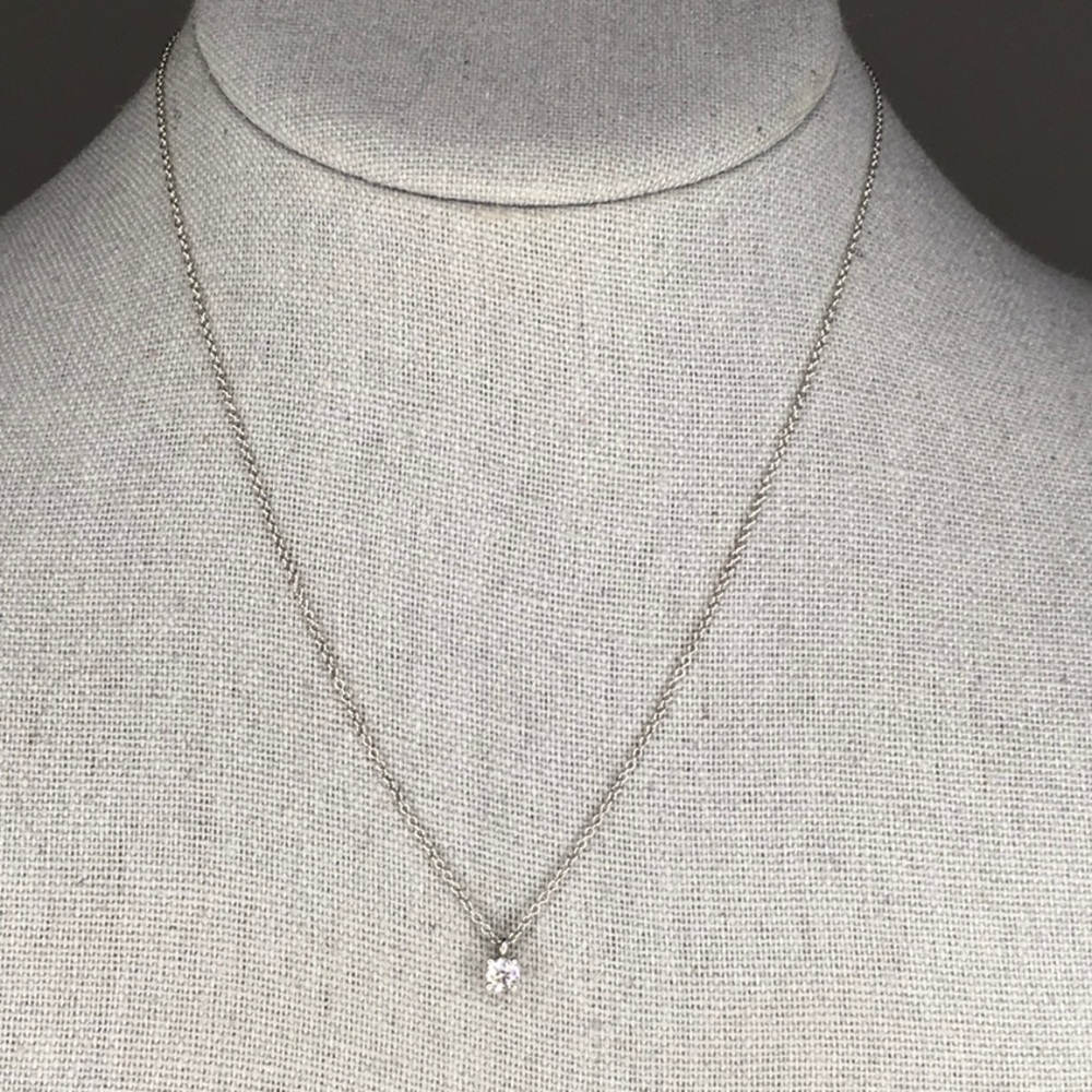 Tiffany&Co. .17ct Diamond Solitaire Pendant Necklace in Platinum (16in) [IN BOX]